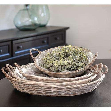 4/Set Gray Willow Round Baskets - The Fox Decor